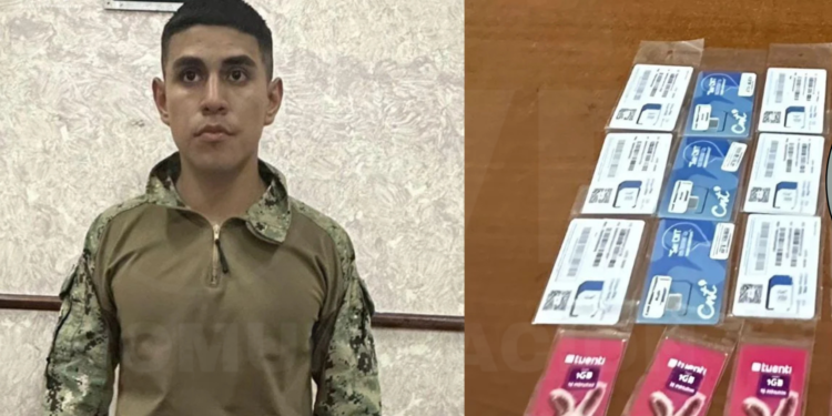 Militar detenido por intentar ingresar chips y cigarrillos a cárcel en Guayaquil